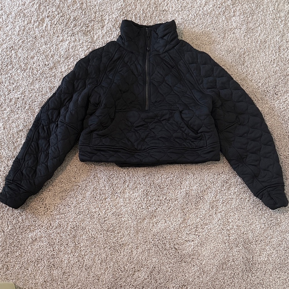 lululemon athletica Black Quilted Half-Zip Pullover
